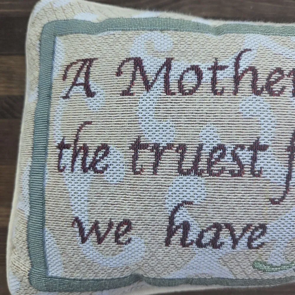 Vintage Washington Irving Quote Tapestry Pillow Mother Friendship 12x7.5